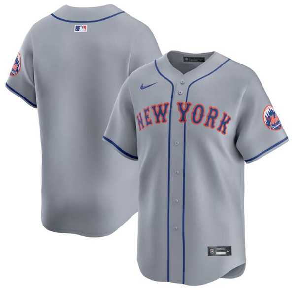 Mens New York Mets Blank 2024 Gray Away Limited Stitched Baseball Jersey Dzhi